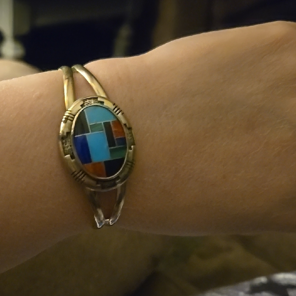Carolyn Pollack Gold and Blue Inlay Bracelet